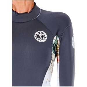 2022 Rip Curl Womens Dawn Patrol Eco 2mm Long Sleeve Back Zip Shorty Wetsuit 115WSP - Charcoal